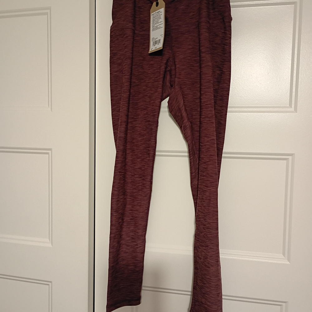 prAna NEW Womens Small 7/8 High Rise Leggings Yoga Burgundy Kimble Soft Stretch